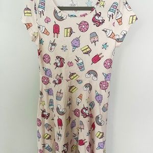 Children's Place Rosebud Uni-horn Girls Skater Dress 10/12
